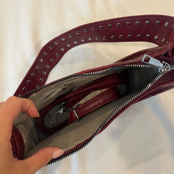 Burgundy Faux Leather Shoulder Bag - Picture 2 of 2